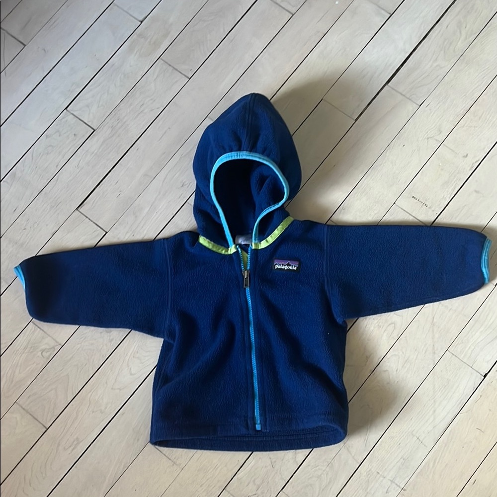 Patagonia Infant Navy and Lime Hoodie